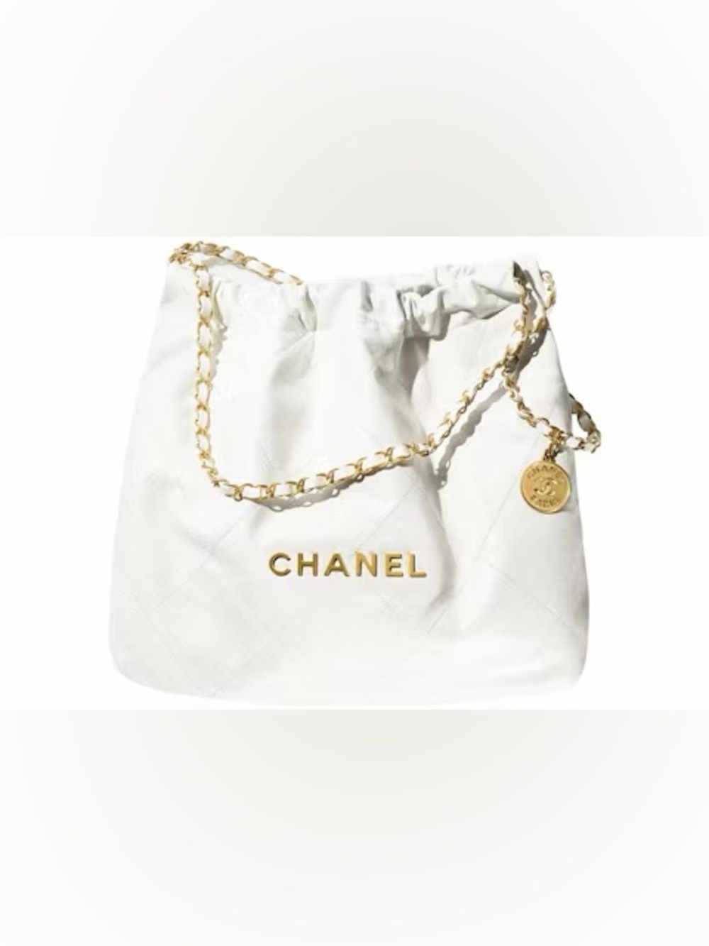 Brand New ~ AUTH CHANEL 22 Medium in White/Aged Gold-tone Hardware